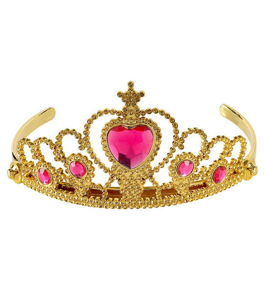 Gouden tiara met roze steentjes