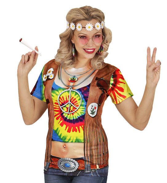 e-carnavalskleding-SYK 3D Hippie shirt Psycho dames