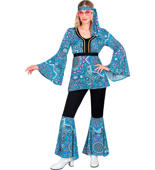 e-carnavalskleding-SYK 70s hippie kostuum mandala blauw