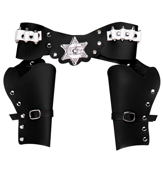 e-carnavalskleding-SYK Cowboy holster zwart dubbel luxe