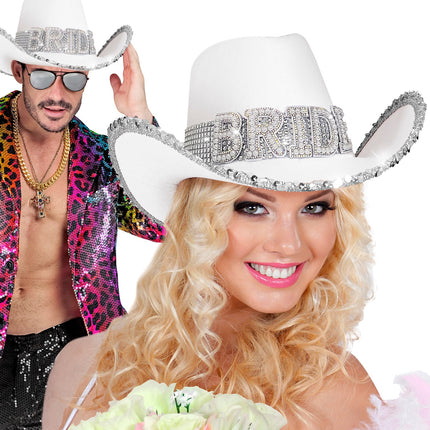 e-carnavalskleding-SYK Cowboyhoed Bride met parels