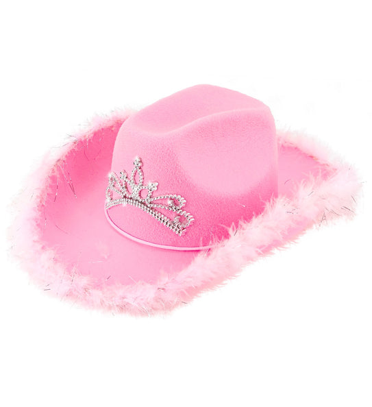 e-carnavalskleding-SYK Cowboyhoed Daisy met tiara roze