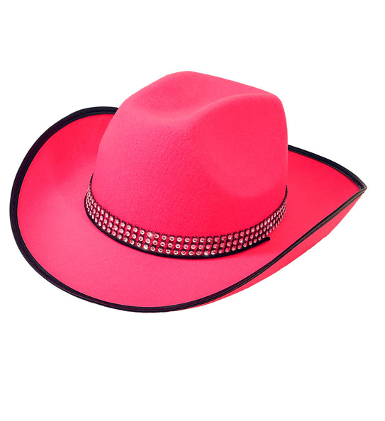 e-carnavalskleding-SYK Cowboyhoed roze met strass steentjes