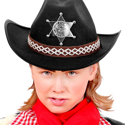 e-carnavalskleding-SYK Cowboyhoed zwart sheriff kind