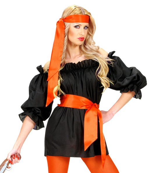 e-carnavalskleding-SYK Dames piraten blouse zwart