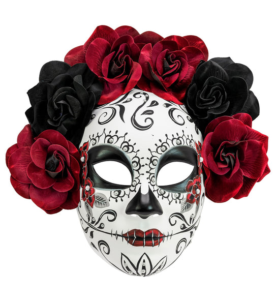 e-carnavalskleding-SYK Day of the Dead masker met rozen