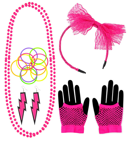 e-carnavalskleding-SYK Disco verkleedset jaren 80 neon roze