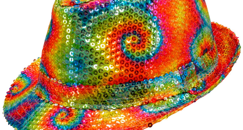 e-carnavalskleding-SYK Fedora pailletten tie dye hoed