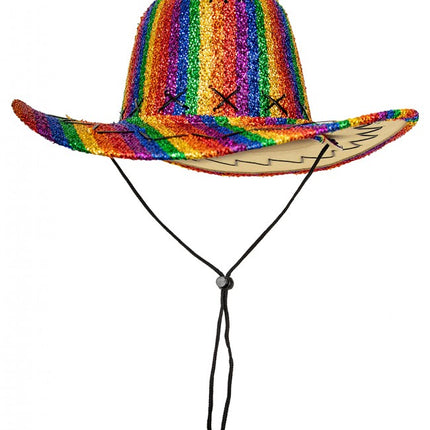 e-carnavalskleding-SYK Glitter regenboog cowboyhoed