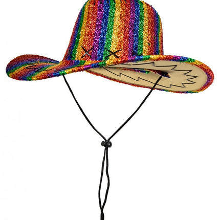 e-carnavalskleding-SYK Glitter regenboog cowboyhoed