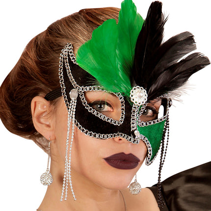 e-carnavalskleding-SYK Groen zwart Ball masker