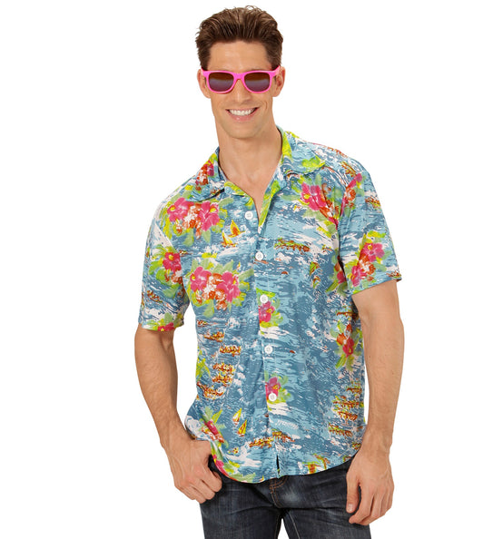 e-carnavalskleding-SYK Hawaii shirt lichtblauw