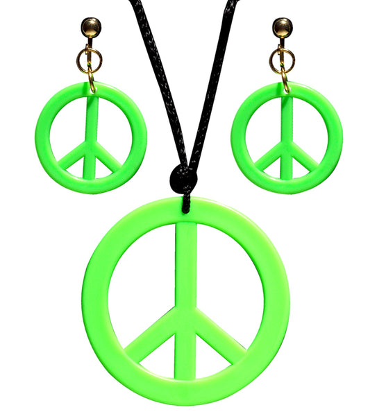 e-carnavalskleding-SYK Hippie ketting en oorbellen groen