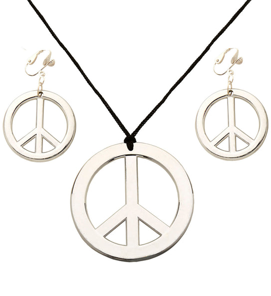 e-carnavalskleding-SYK Hippie ketting en oorbellen Peace