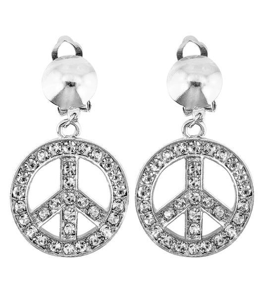 e-carnavalskleding-SYK Hippie oorbellen peace diamantjes