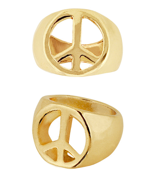 e-carnavalskleding-SYK Hippie ring goud peace