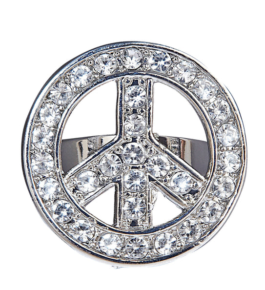 e-carnavalskleding-SYK Hippie ring peace met diamantjes