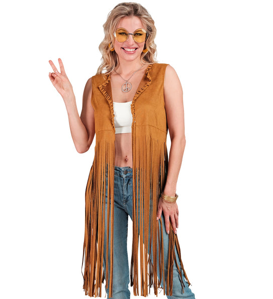 e-carnavalskleding-SYK Hippie vest lang met franjes