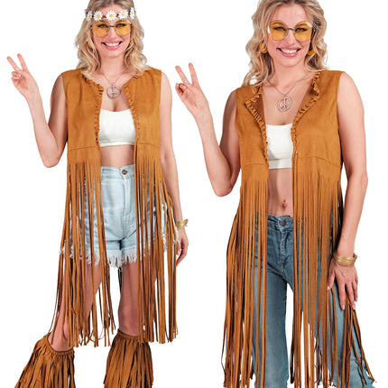 e-carnavalskleding-SYK Hippie vest lang met franjes