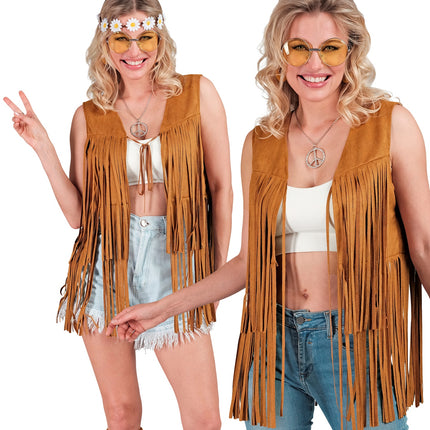 e-carnavalskleding-SYK Hippie vest met franjes Donna