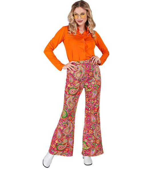 e-carnavalskleding-SYK Jaren 70 broek paisley dames