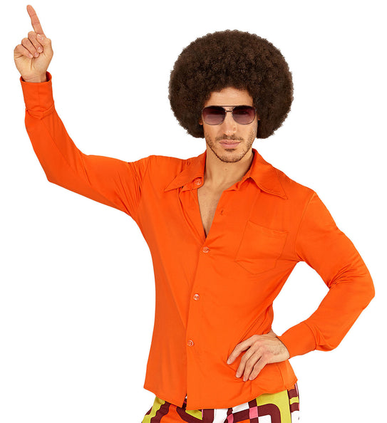 e-carnavalskleding-SYK Jaren 70 disco hemd Groovy oranje