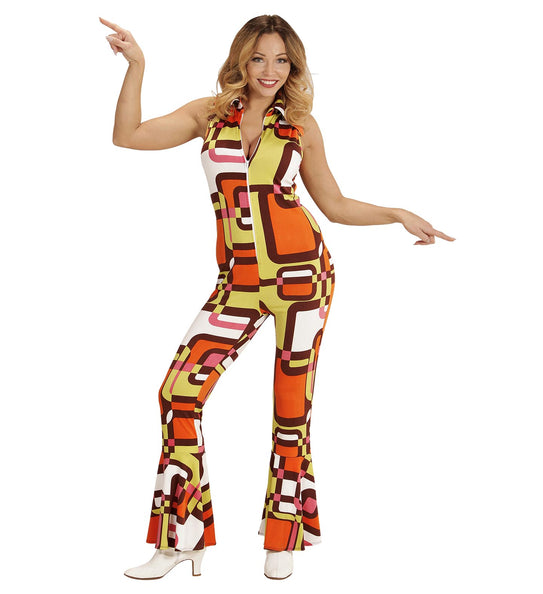 e-carnavalskleding-SYK Jaren 70 jumpsuit groovy vlakken