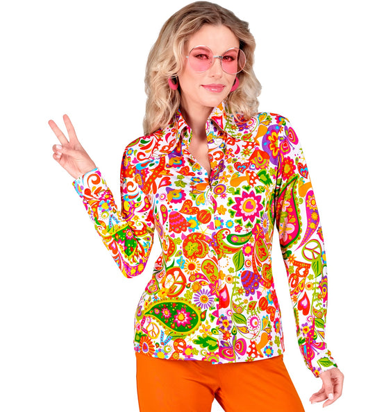 e-carnavalskleding-SYK Jaren 70 shirt peace party dames