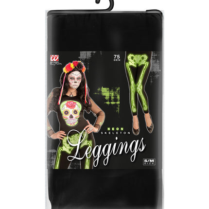 e-carnavalskleding-SYK Legging skelet neon groen