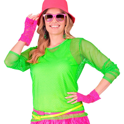 e-carnavalskleding-SYK Net shirt lang neon groen