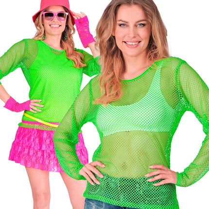 e-carnavalskleding-SYK Net shirt lang neon groen