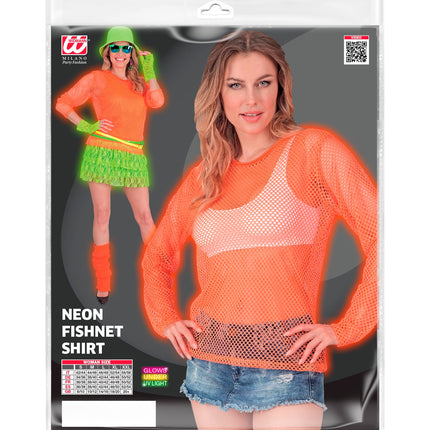 e-carnavalskleding-SYK Net shirt lang neon oranje