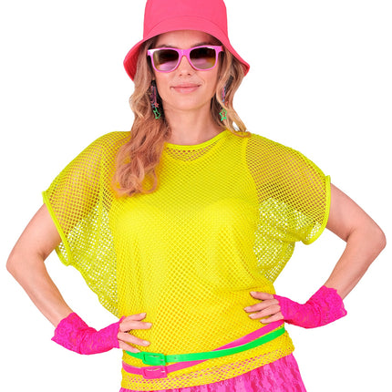 e-carnavalskleding-SYK Net t-shirt neon geel