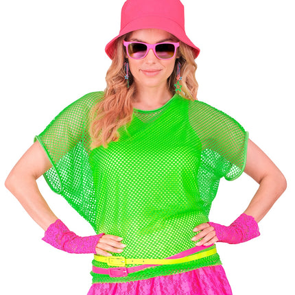 e-carnavalskleding-SYK Net t-shirt neon groen