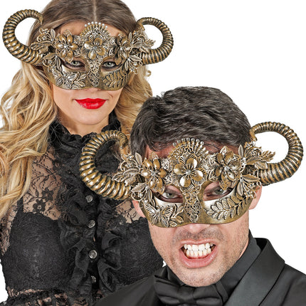 e-carnavalskleding-SYK Oogmasker Ram goud luxe