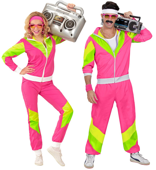 e-carnavalskleding-SYK Retro trainingspak roze/geel