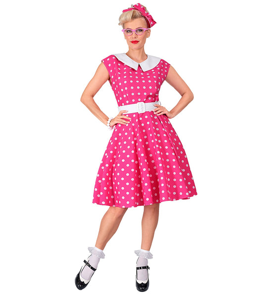 e-carnavalskleding-SYK Rock-'n-roll fashion jurk roze 50s