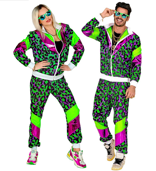 e-carnavalskleding-SYK Trainingspak neon panter print retro