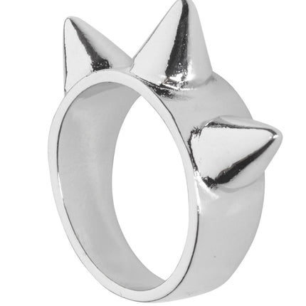 e-carnavalskleding-SYK Zilveren ring met 3 spikes