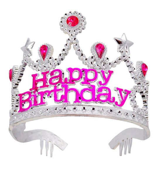 e-carnavalskleding-SYK Zilveren tiara happy birthday Felicia