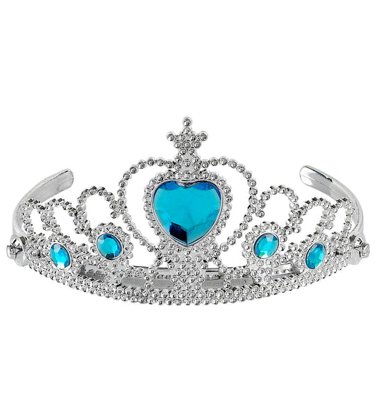 e-carnavalskleding-SYK Zilveren tiara met turquoise steentjes