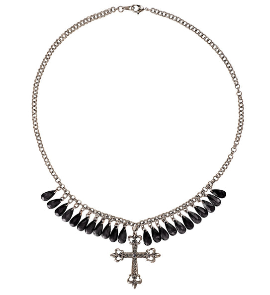 e-carnavalskleding-SYK Zwarte gothic ketting met kruis