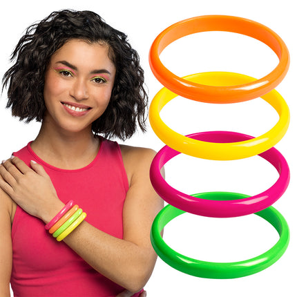 E-Carnavalskleding.nl 4 Armbanden Rave neon