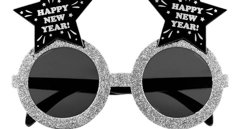 E-Carnavalskleding.nl Bril 'Happy New Year!' zilver