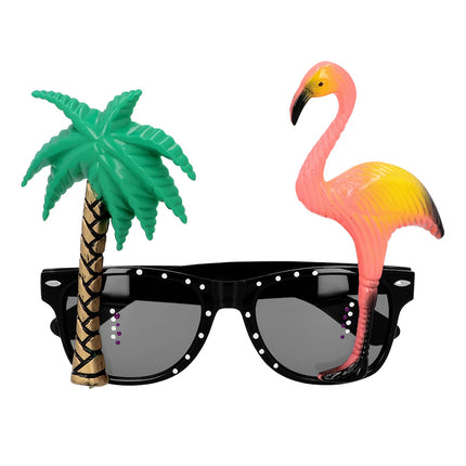 E-Carnavalskleding.nl Bril Hawaii palmboom flamingo