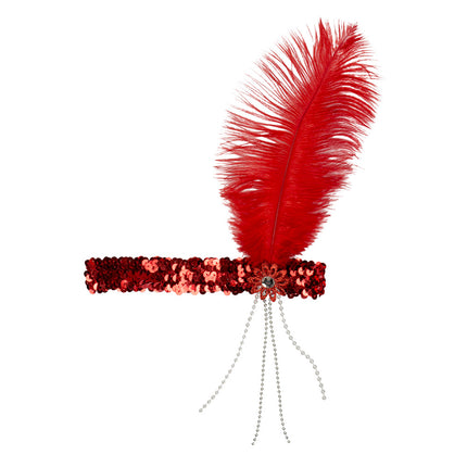 E-Carnavalskleding.nl Charleston hoofdband Flapper rood