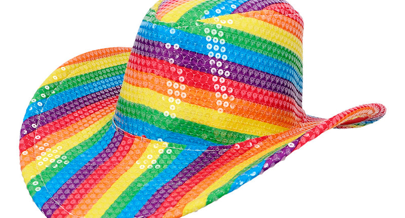 E-Carnavalskleding.nl Cowboyhoed regenboog pailletten Pride