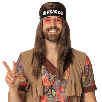 E-Carnavalskleding.nl Hippie accessoire set Peace deluxe