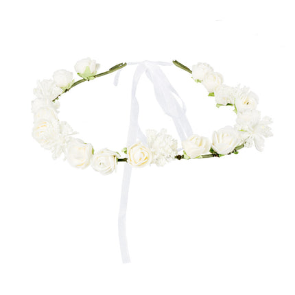 E-Carnavalskleding.nl Hippie hoofdband Ibiza witte bloemen