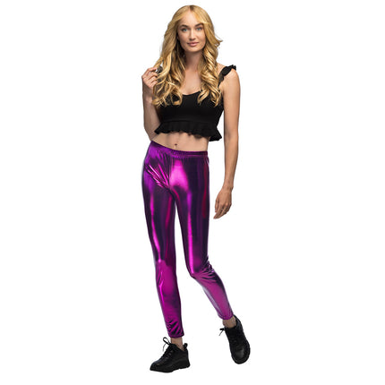 E-Carnavalskleding.nl Legging Metallic paars